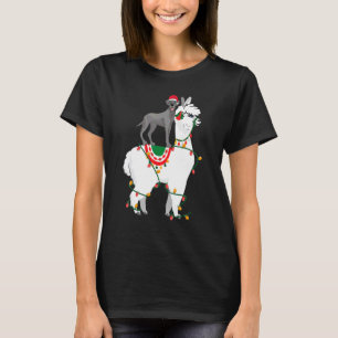 T-shirt Grand Dane Riding Llama Lumières Père Noël Christm