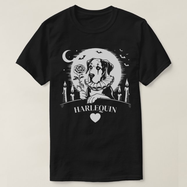 T-shirt Grand Danois COEUR HARLEQUIN (Design devant)