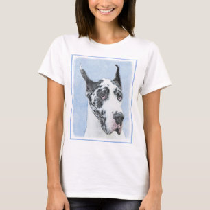 T-shirt Grand Danois (Harlequin) Peinture - Art de Chien O