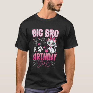 T-shirt Grand Frère De La Fille D'anniversaire Chat Famill