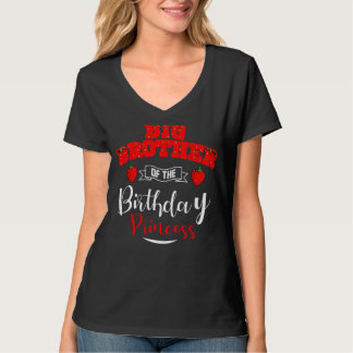 T-shirt Grand Frère De L'Anniversaire Princesse Fraise La