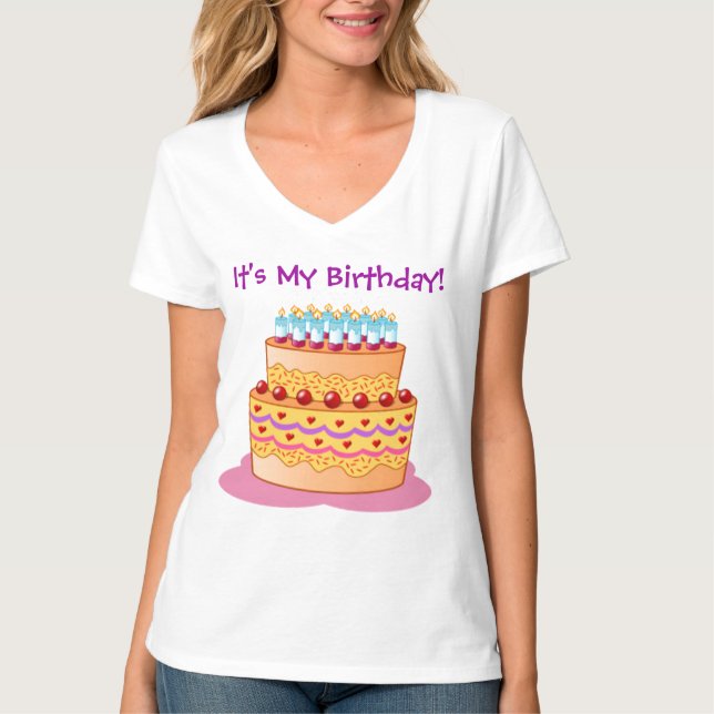 T-shirt Grand gâteau d'anniversaire (Devant)