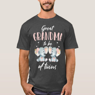 T-shirt Grand Grand-Mère Des Jumeaux Eléphant Baby shower