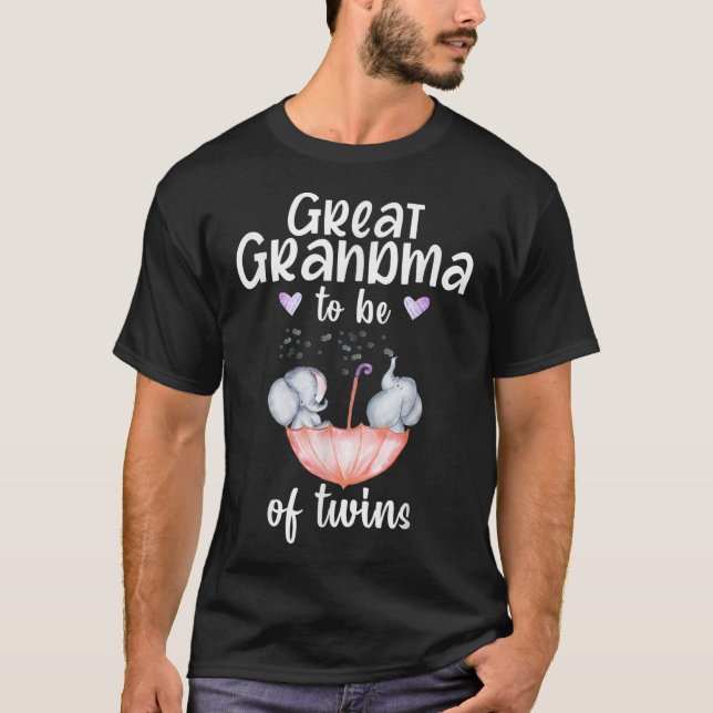T-shirt Grand Grand-mère d'être de jumeaux Baby shower Ele (Devant)