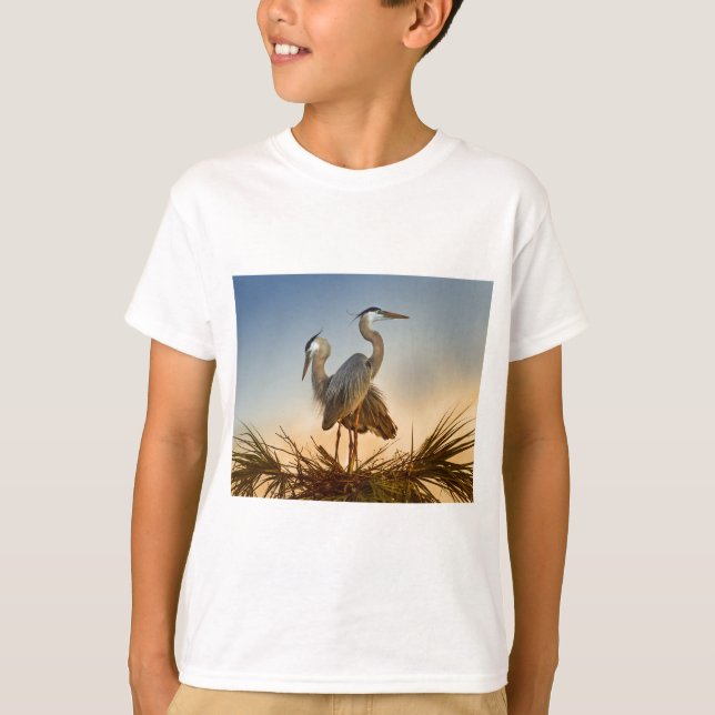 T-shirt Grand héros bleu au lever du soleil (Devant)