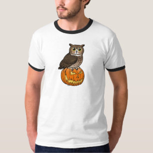 T-shirt Grand hibou à cornes de Halloween
