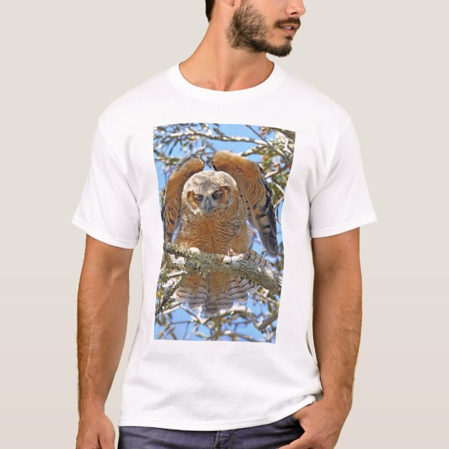 T-shirt Grand jeune hibou à cornes (Devant)