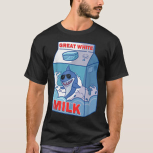 T-shirt Grand Lait De Requin Blanc Bo Carton Pack Drôle Qu