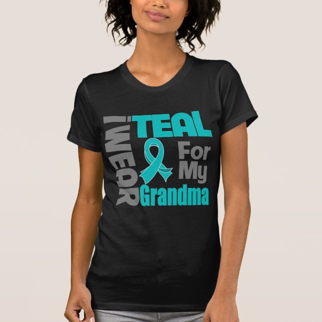 T-shirt Grand-maman - appui turquoise de Cancer ovarien de (Devant)
