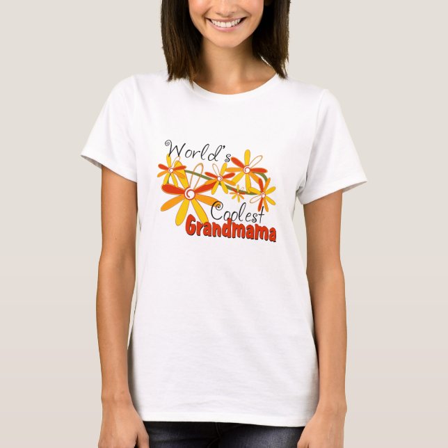 T-shirt Grand-maman la plus froide du monde de fleurs (Devant)