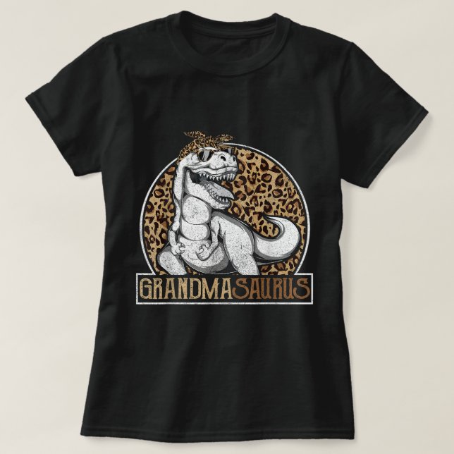 T-shirt Grand-masaurus Dinosaur Grand-mère Leopard Chemise (Design devant)