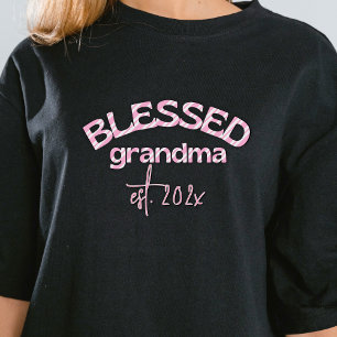 T-shirt Grand-mère béni Année décrétée Sucre de canne rose
