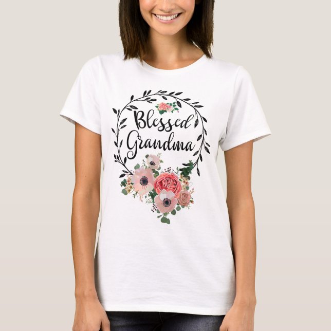 T-shirt Grand-Mère Bénie Pour Les Femmes Grand-Mère À Déco (Devant)