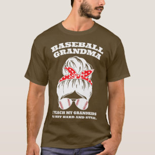 T-shirt Grand-mère de baseball, j'enseigne le ballon à mes