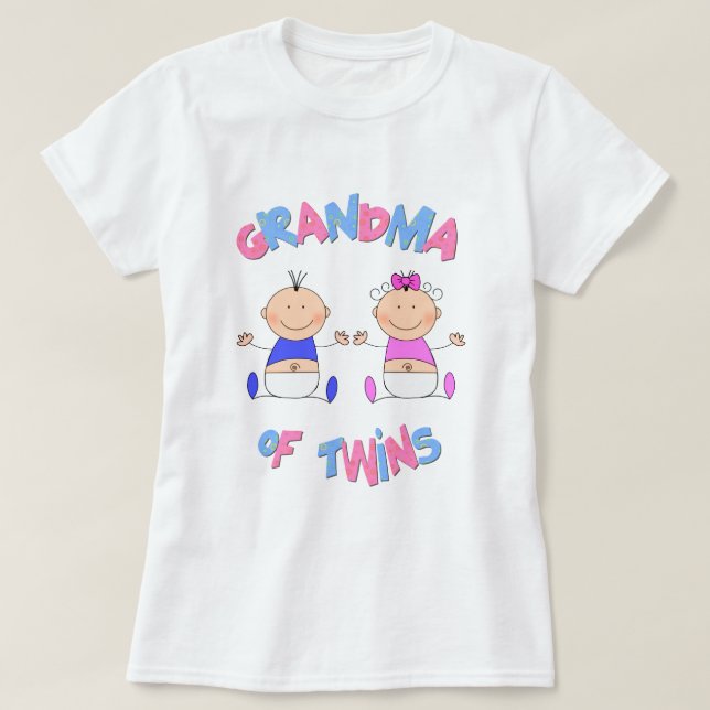 T-shirt Grand-mère de bébés jumeaux (Design devant)