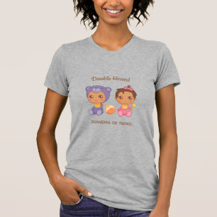 T-shirt Grand-mère de jumeaux bébé fille pourpre ours ours