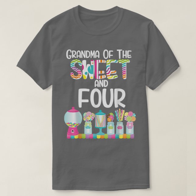 T-shirt Grand-mère de la douce et quatre bonbons Anniversa (Design devant)