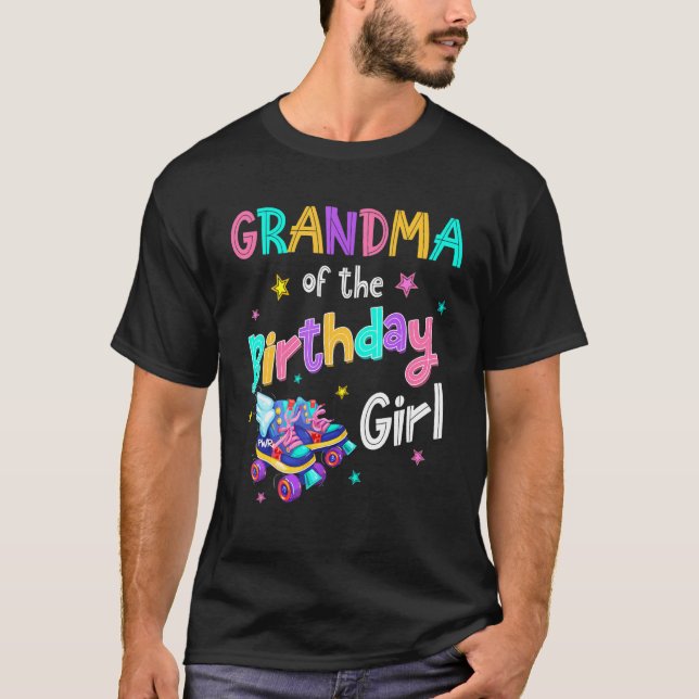 T-shirt Grand-Mère De L'Anniversaire Fille Rolling Patinag (Devant)