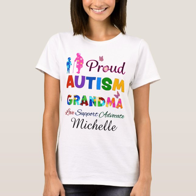 T-shirt Grand-mère de l'autisme fière (Devant)