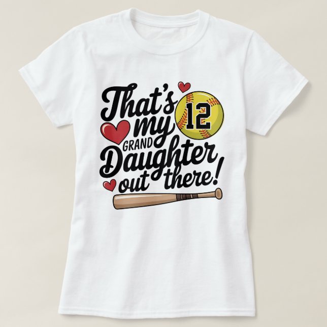 T-shirt Grand-mère de softball c'est ma petite-fille sur m (Design devant)