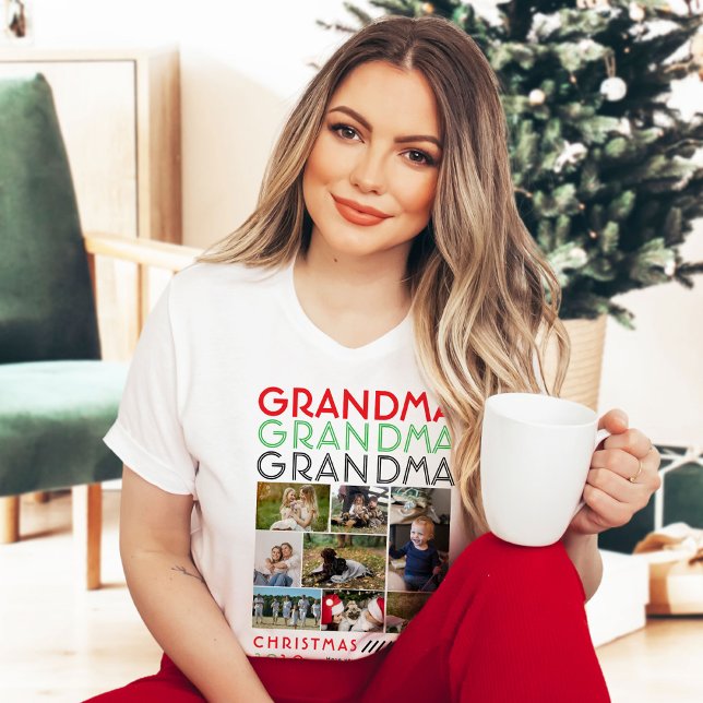 T-shirt Grand-mère Enfant Famille Photo Collage Noël (Créateur téléchargé)