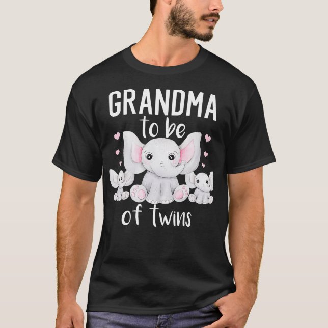 T-shirt Grand-mère être de jumeaux Elephant Baby shower ju (Devant)