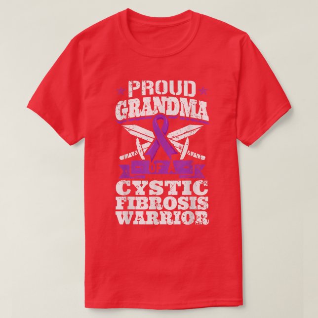 T-shirt Grand-Mère Fière D'Un Guerrier De La Fibrose Cysti (Design devant)