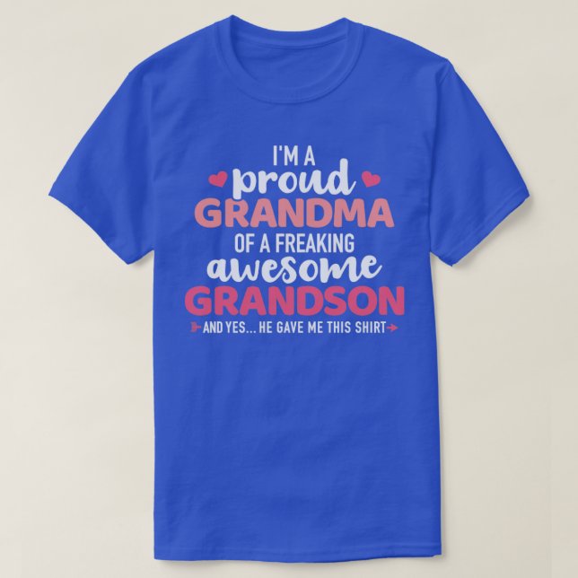 T-shirt Grand-mère fière d'un petit-fils génial (Design devant)