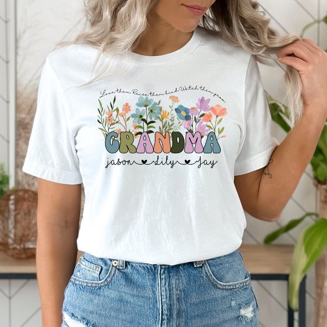 T-shirt Grand-mère Fleur sauvage personnalisée (Créateur téléchargé)