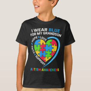 T-shirt Grand-mère Grand-père I Wear Blue For My Grandson 