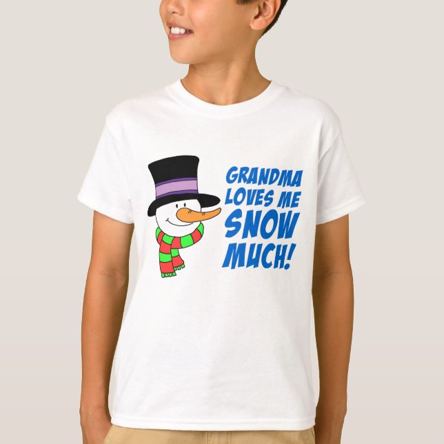 T-shirt Grand-mère m'aime beaucoup la neige (Devant)