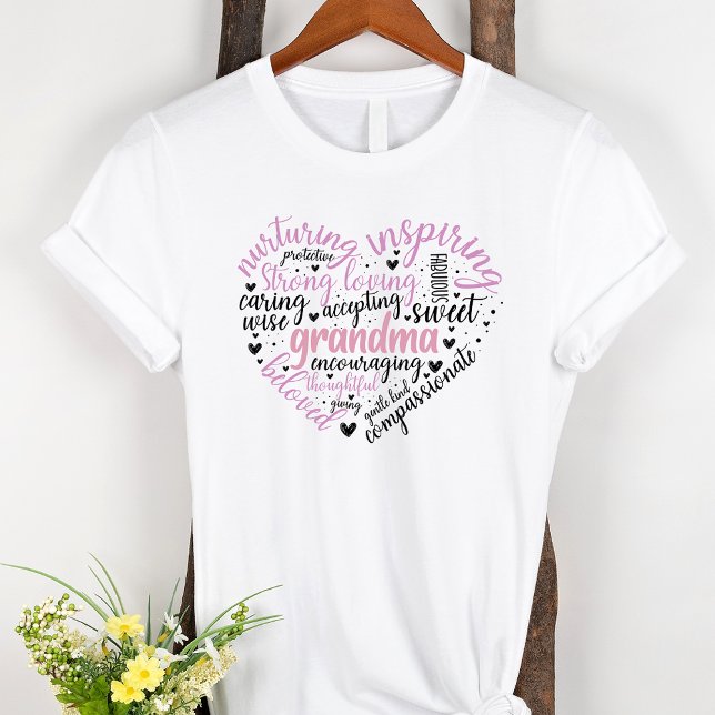 T-shirt Grand-mère Mot Cloud Coeur rose (Créateur téléchargé)