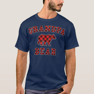 T-shirt Grand-mère Ours Rouge Buffle Plaid Correspondant F