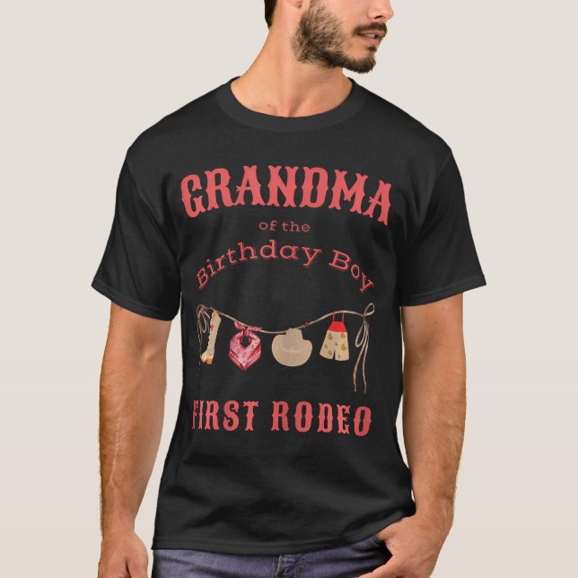T-shirt Grand-mère Premier Rodéo 1Eanniversaire Cowboy Fam (Devant)