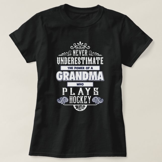 T-shirt Grand-mère qui joue au hockey (Design devant)