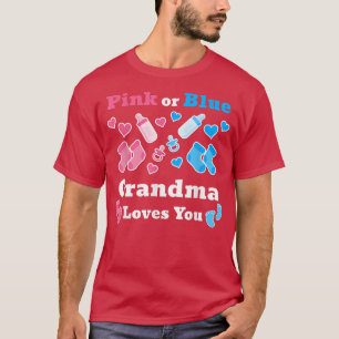 T-shirt Grand-Mère Rose Ou Bleu Vous Aime Genre Révéler Bé