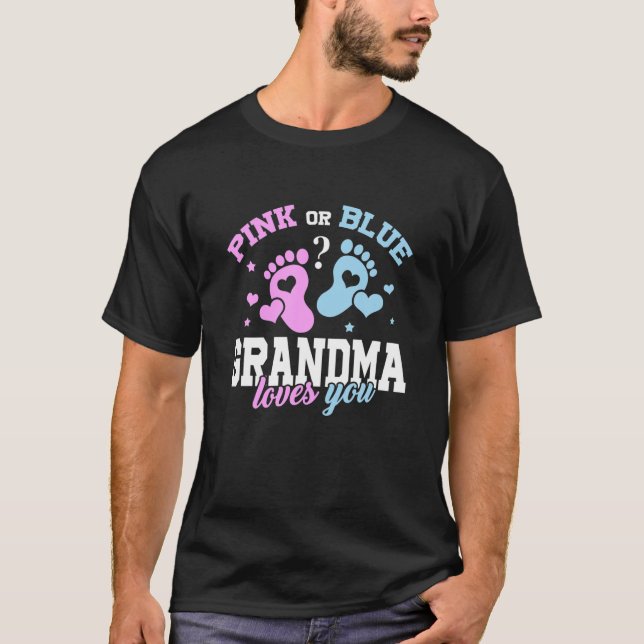 T-shirt Grand-mère rose ou bleue qui t'aime la révélation  (Devant)