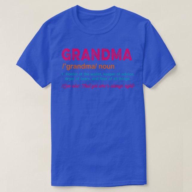 T-shirt Grand-Mère Titulaire De Définition Du Portefeuille (Design devant)