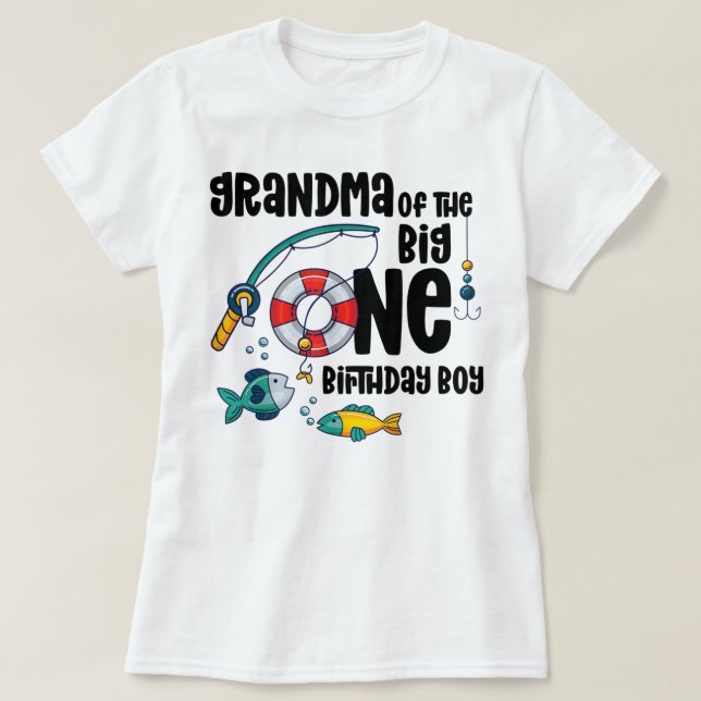 T-shirt Grand-mère Un garçon de 1 an Pêche anniversaire T- (Design devant)