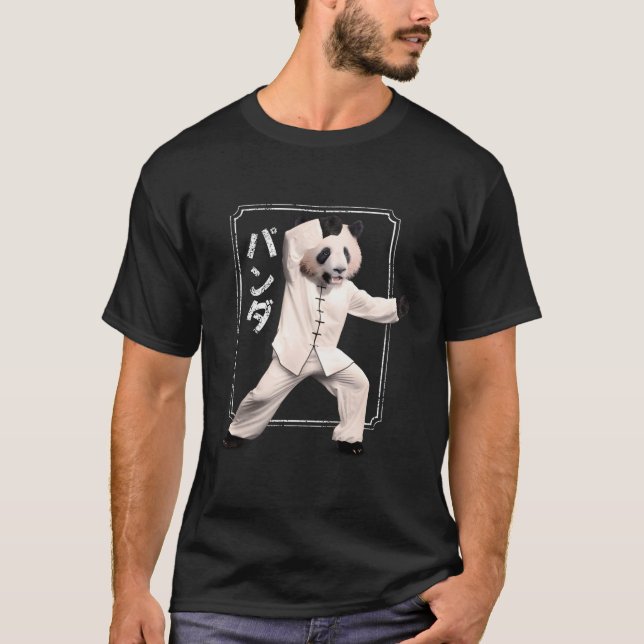 T-shirt Grand Mial Panda Oear Karate Kungfu combat (Devant)
