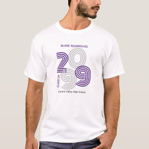 T-shirt Grand nombre de violets rétro Classe de seniors
