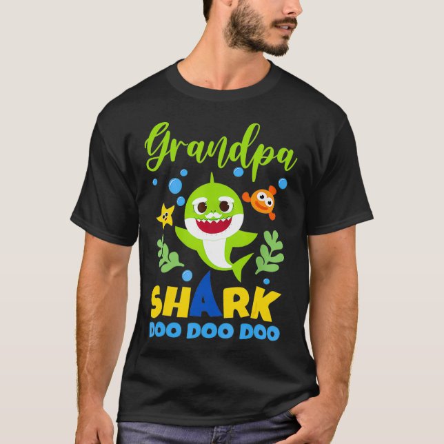 T-shirt Grand-pa Shark Cadeau mignonne bébé requin famille (Devant)