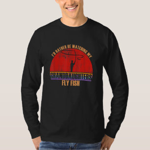 T-shirt Grand-parent Préférerait Regarder Pêcher Grand-fil