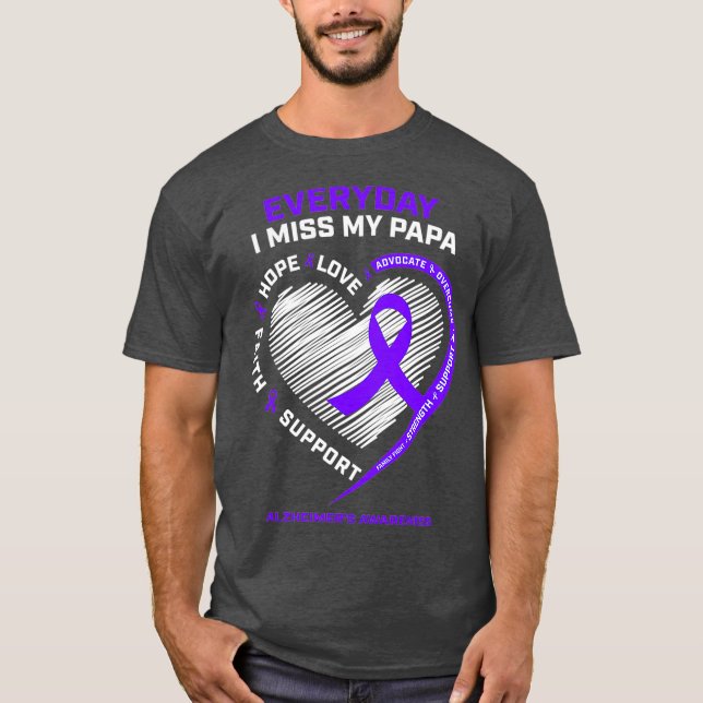 T-shirt Grand-Père Aimant La Mémoire De Mlle Mon Papa Alzh (Devant)