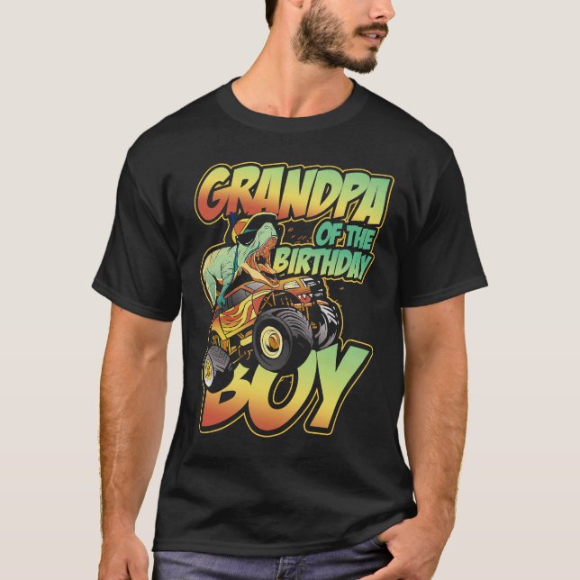 T-shirt Grand-Père De Camion Monster Du Garçon D'Anniversa (Devant)
