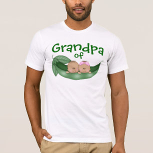 T-shirt Grand-père de jumeaux mixtes avec peau foncée