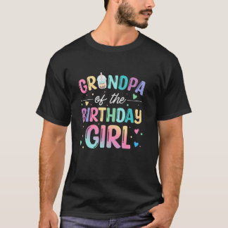 T-shirt Grand-Père De La Fille Anniversaire Bubble Boba Te