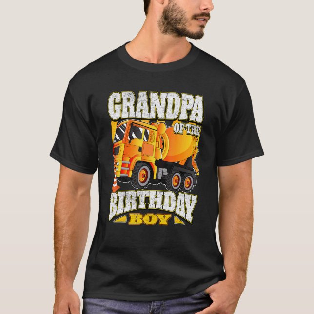 T-shirt Grand-Père De L'Anniversaire Boy Concrete Mixer Ca (Devant)