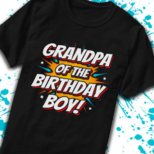 T-shirt Grand-père de l'anniversaire Boy Superhero Comics 