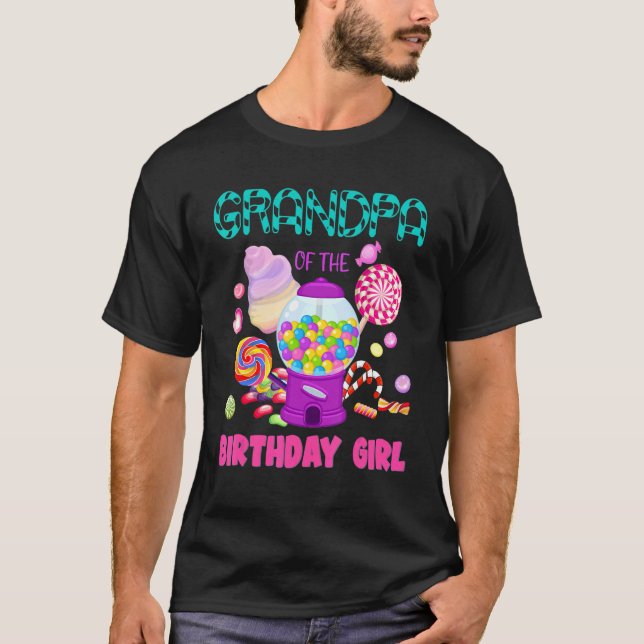T-shirt Grand-Père De L'Anniversaire Fille Candyland Candy (Devant)